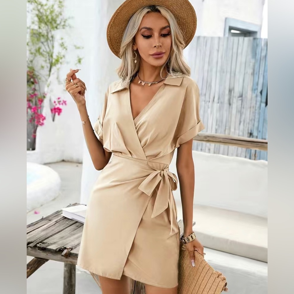 Cream faux wrap mini